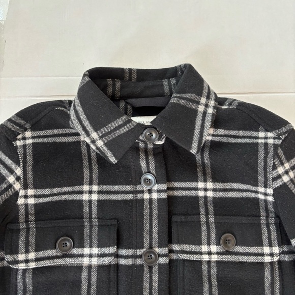 Free assembly wmn  sz small Black White Plaid Button-up shirt jacket wool blend - Picture 3 of 9